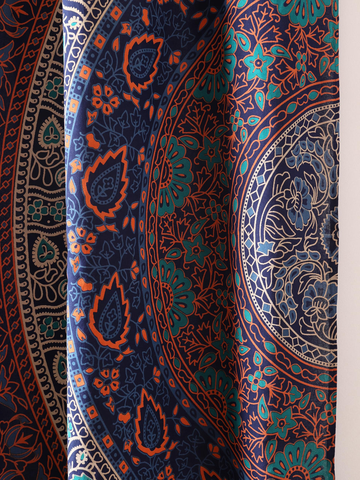 Blue Hippie Mandala Art of Flower Curtains 100 Inch Length for Living Room Bedroom 2 Panels Set Semi Sheer Window Curtains 76 Inch Width Boho Farmhouse Drapes W76xL100 Tarquoise (Floral Blue Tarquoise / 76"W x 100"L (Pack of 2))