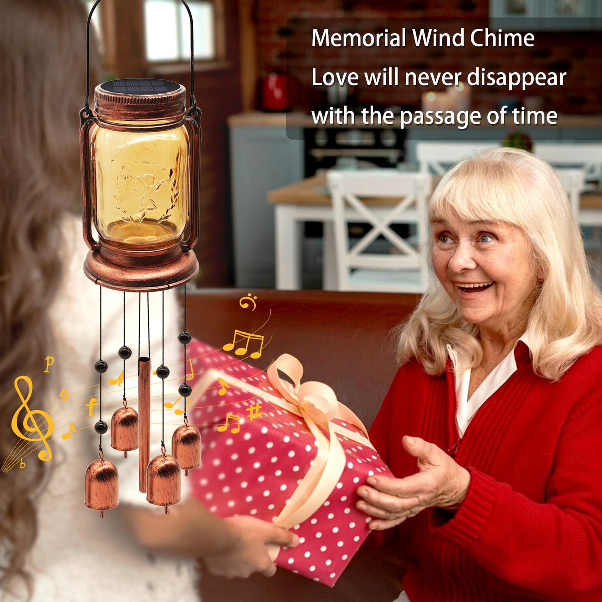 2 Pack Solar Wind Chimes for Outside (2 pack-Mason jar wind chime)