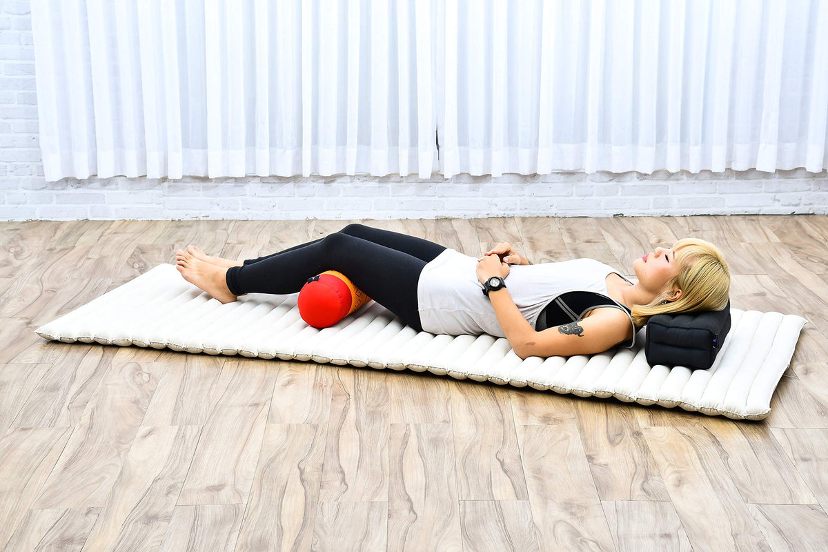 Yoga Bolster 20 x 6 x 6 inches Kapok Roll for Meditation & Massage (Sf02 - Orange)