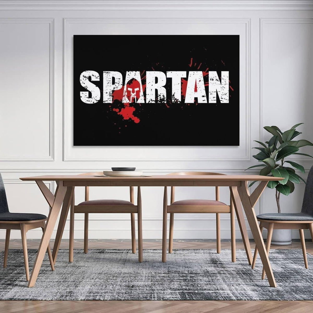 Spartan Beast Poster Canvas Printing Wall Art Prints Wall Decor Posters Black Distressed Typography Warrior Helmet Minimalist Industrial Decor for Living Room Bedroom Office Gym 24x36inch (style-2 / 24x36inch(60x90cm) Unframe)