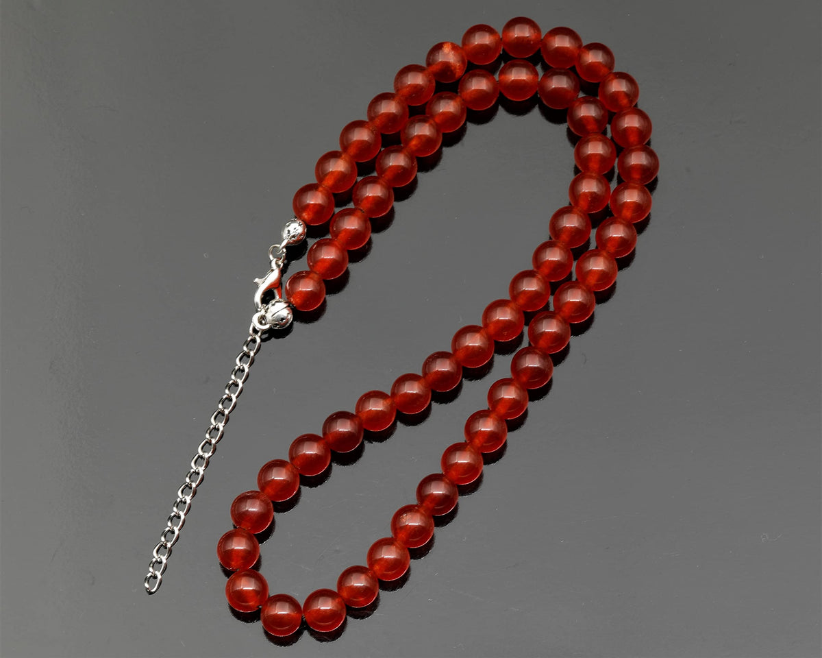 Natural Carnelian Beaded Choker Necklace (Carnelian / 30 Inches)
