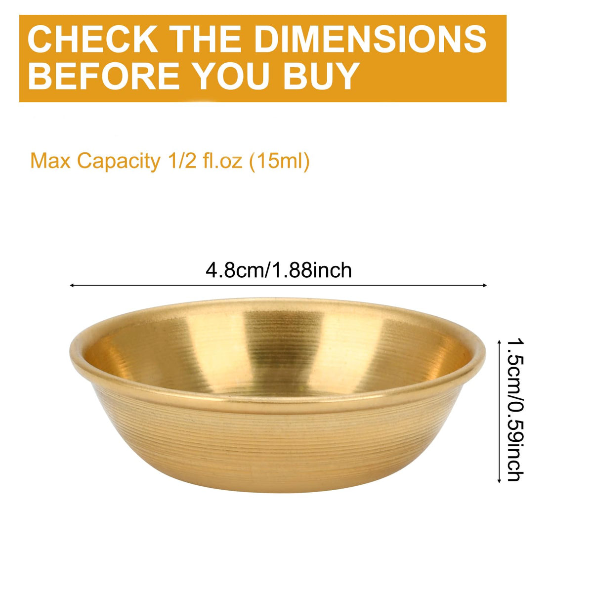 Tiny Brass Bowls for Buddhist Water Offering Bowls (Gold)