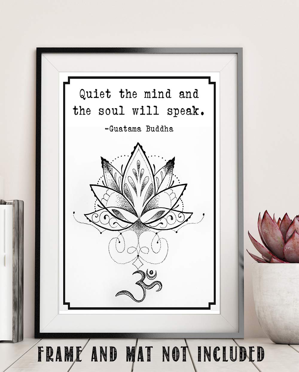 Buddha Inspirational Spiritual Quotes Wall Art Decor (Soul will speak | Lotus)