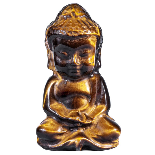 1.9 Inch Tiger's Eye Meditating Buddha Statue (Brown)