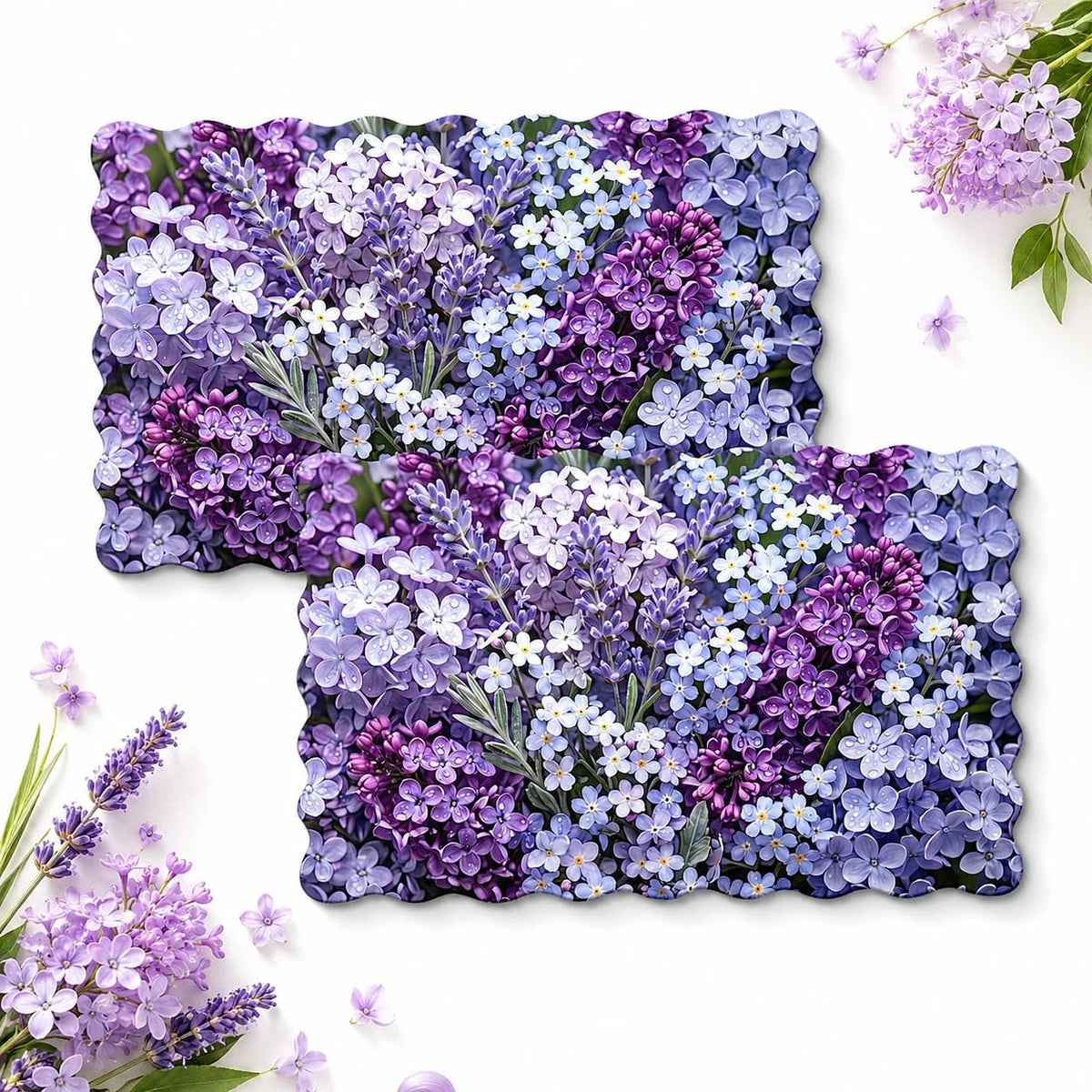 Scalloped Dish Drying Mat 2 (Lavender Lilac / 12x19 inch)