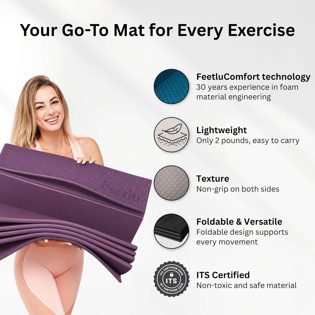 Original Foldable Yoga Mat (Concord Grape / 24" x 72" x 1/3")