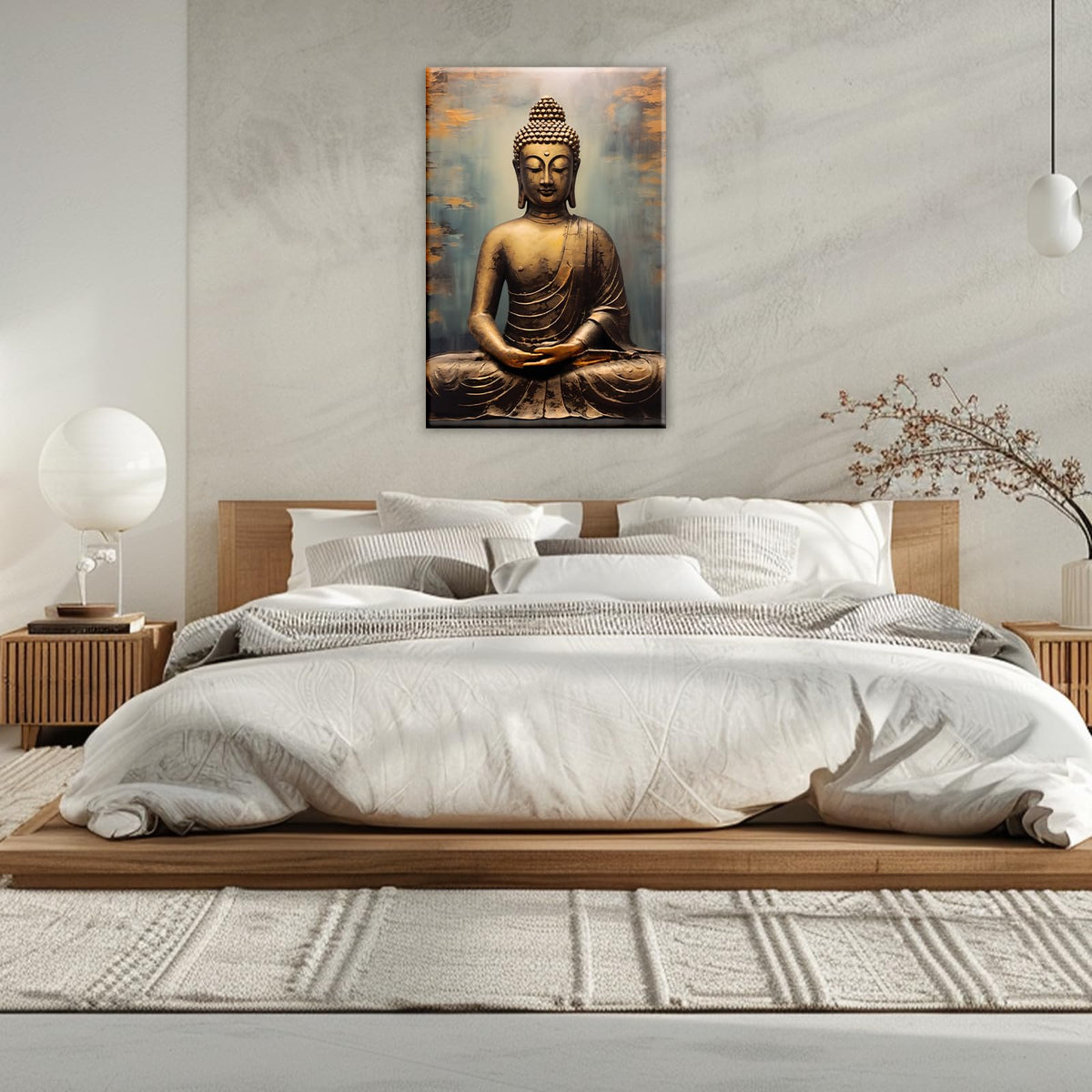 Buddha Canvas Wall Art Retro Buddha Statue Pictures Wall Decor Zen Painting Meditation Artwork For Spirit Bathroom Yoga Room Decor Frame (Buddha-4 / 24L" x 16W")