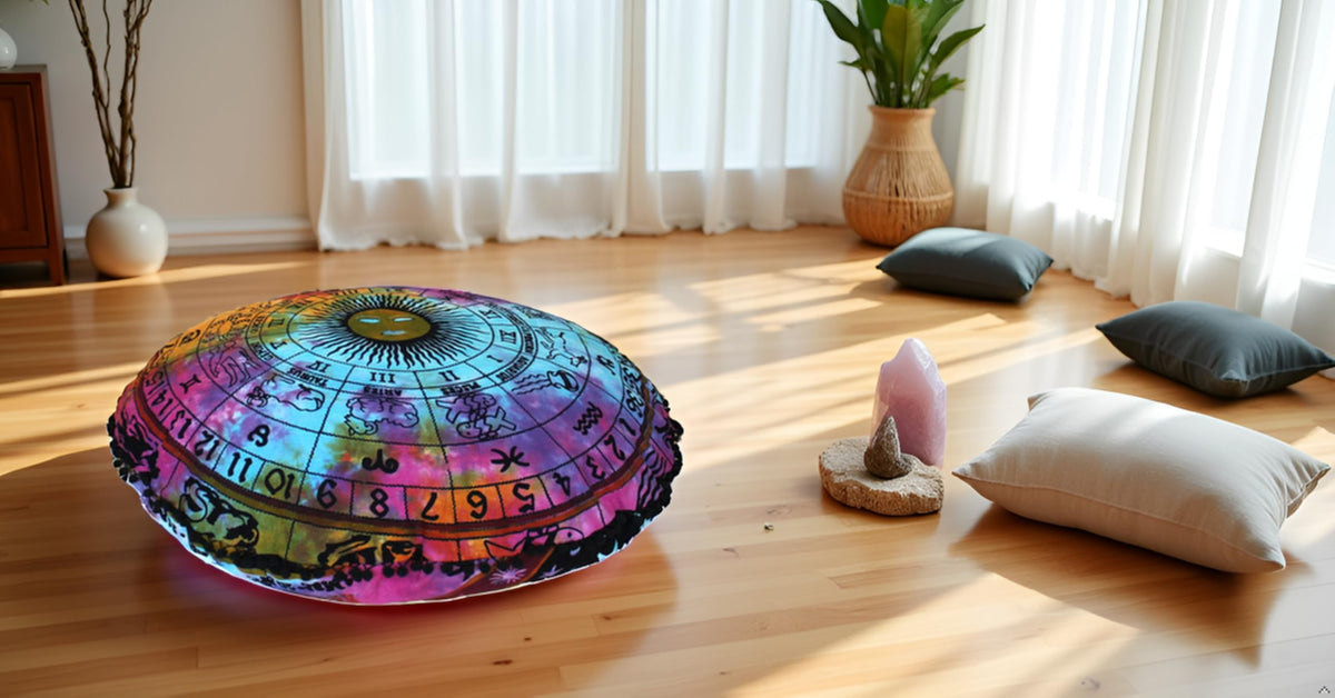 ICC 32 Inch Large Hippie Mandala Floor Pillow Ottoman Pouf Cover (Multi Color)