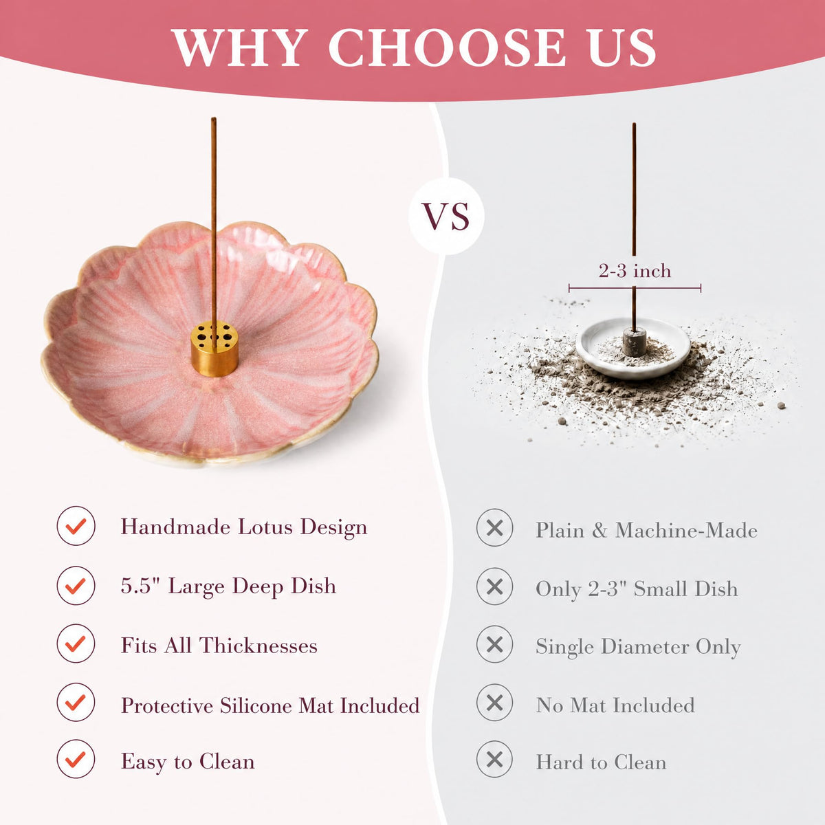 Pink Lotus Incense Holder (Pink)