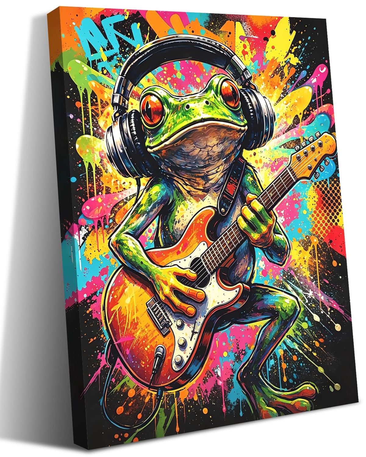 Graffiti Animals Playing Music Canvas Wall Art Funny Frog Pictures Wall Art (Graffiti Canvas Prints Funny Frog Wall Art)