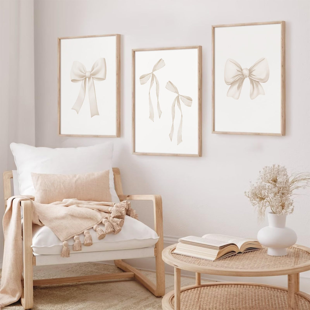 Bow Wall Art Coquette Room Canvas Decor Beige Bow Poster Preppy Wall Deocr Aesthetic Pictures Coquette Girly Posters Nursery Art Prints for Girls Bedroom 24x36 Inch Unframed Set of 3 (Beige Bow Prints / 24x36 Inch Unframed)
