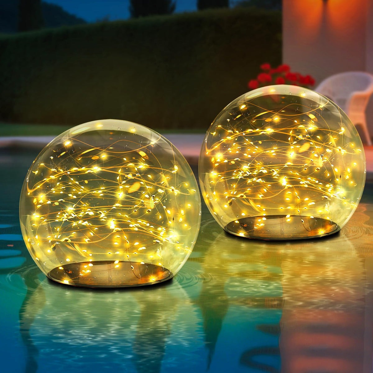 2 Pack 7.4x7.3 Solar Floating Pool Lights Ball Outdoor Water (2Pcs B)