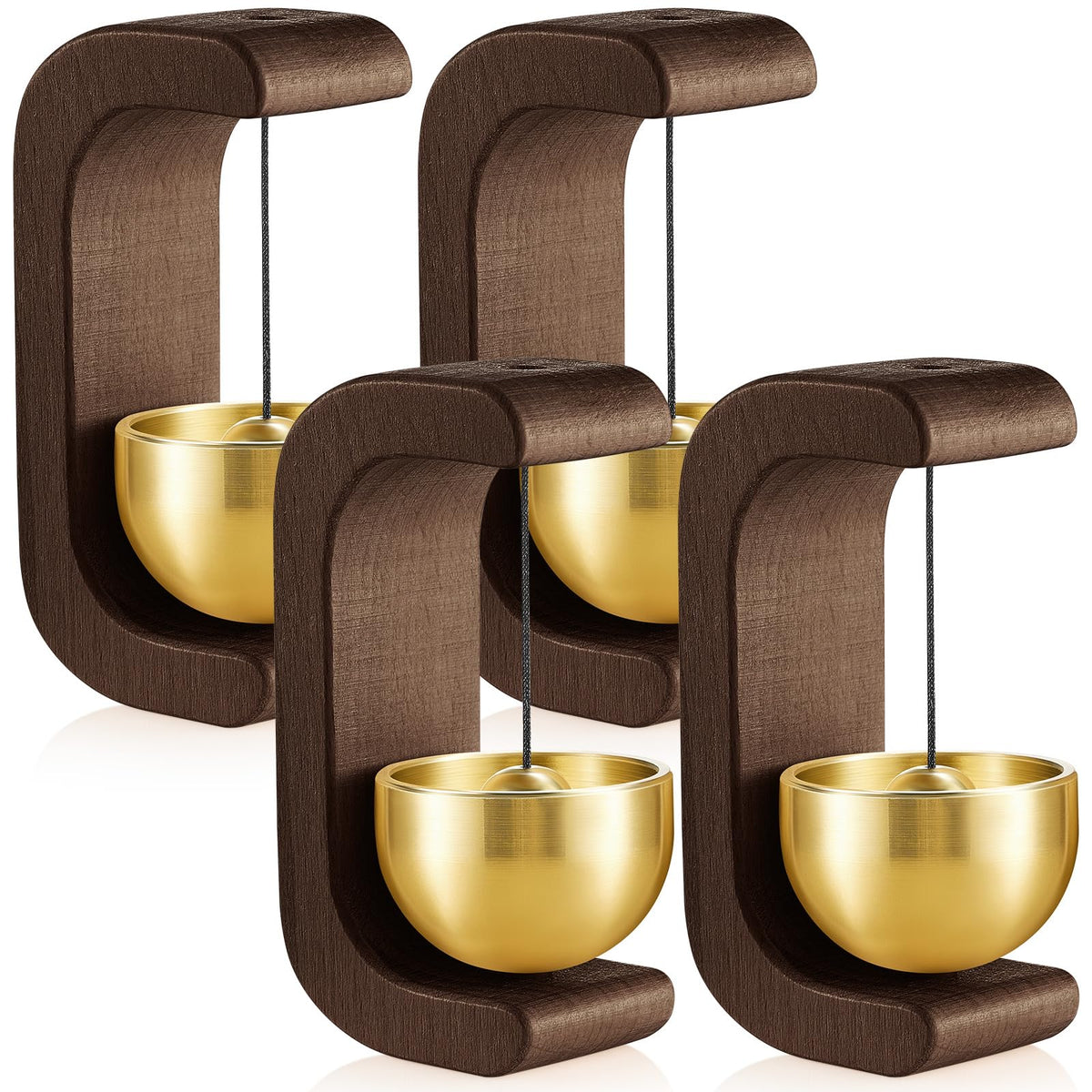 4 Pcs Magnetic Wooden Doorbell Chime (Black Walnut)