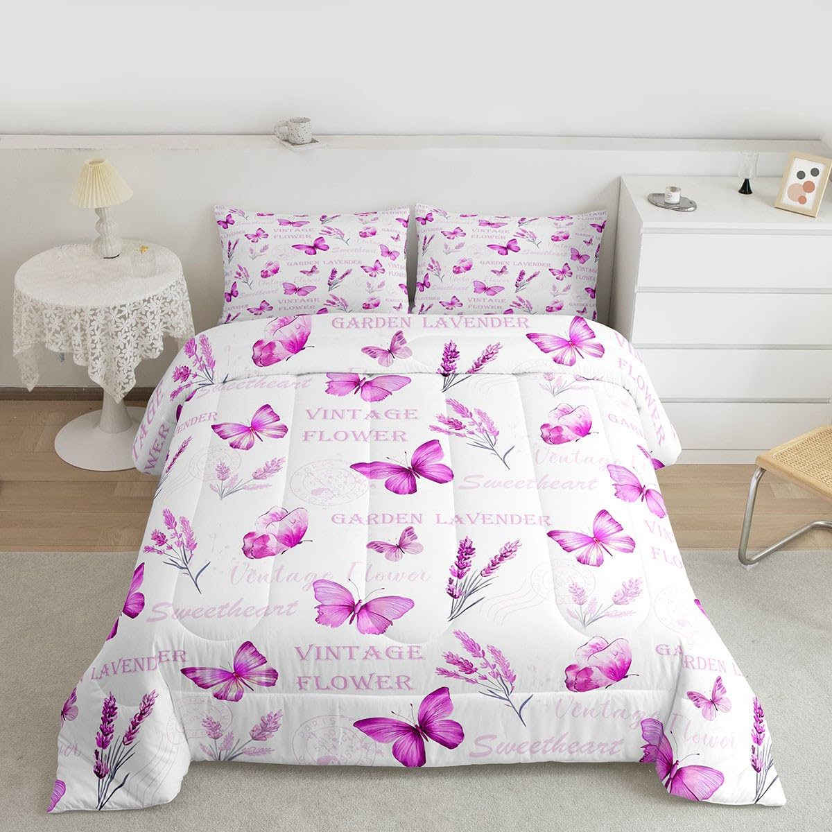 Girls Butterfly Kids Comforter Set King Size for Kids Boys Girls (Multi 819 / King)