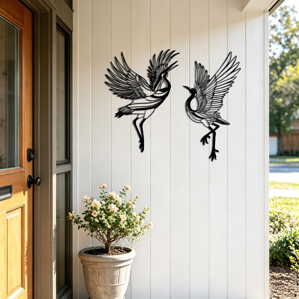Large Standing Heron Metal Wall Art (Guardian Stance-L)
