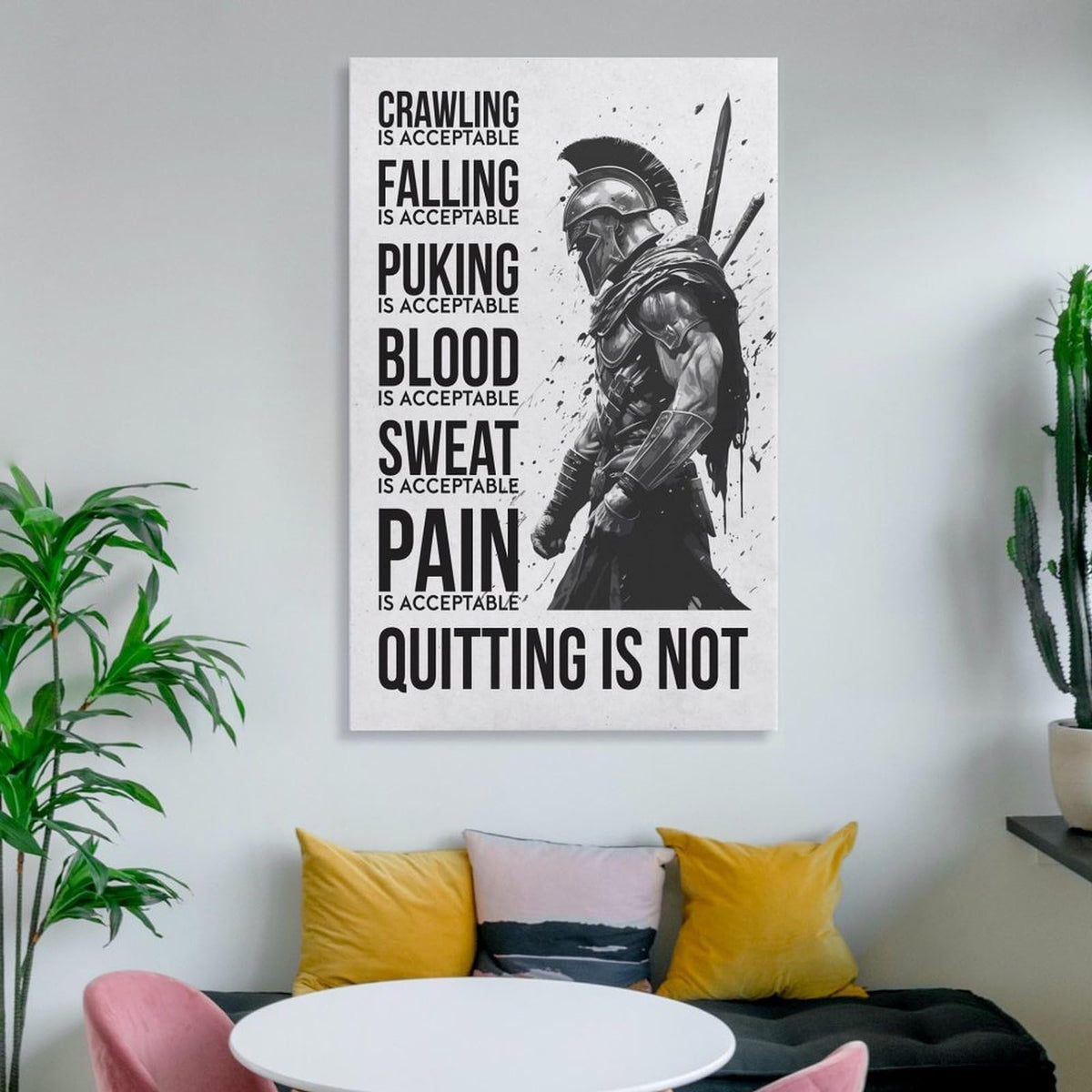 Spartan Warrior Motivational Poster Canvas Printing Wall Art Prints Wall Decor Posters Monochrome Gym Quote Fitness Discipline Bedroom Office Living Room Inspiration 20x30inch (style-15 / 20x30inch(50x75cm) Frame)