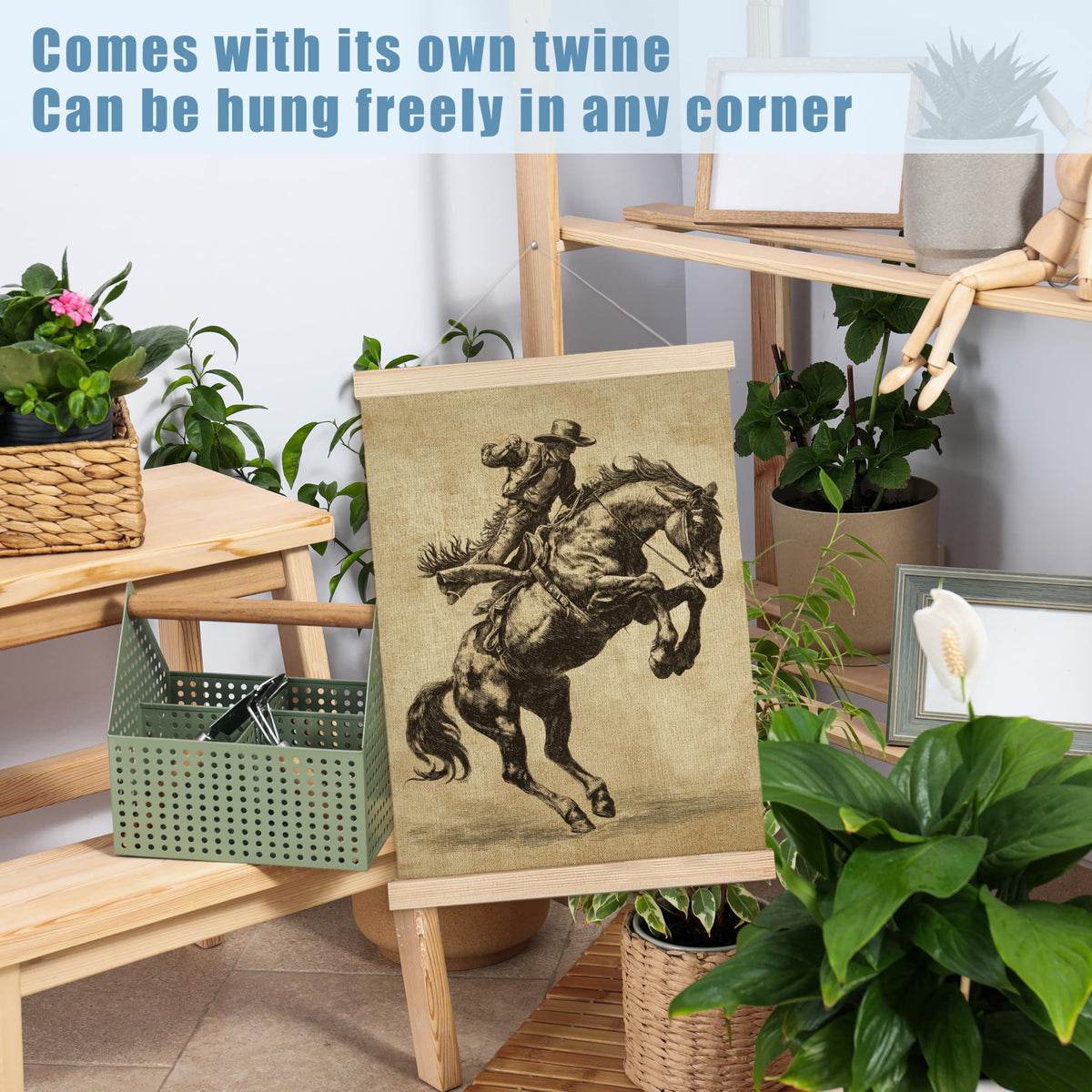 Vintage Western Cowboy Wall Art Decor (cowboy riding a horse)