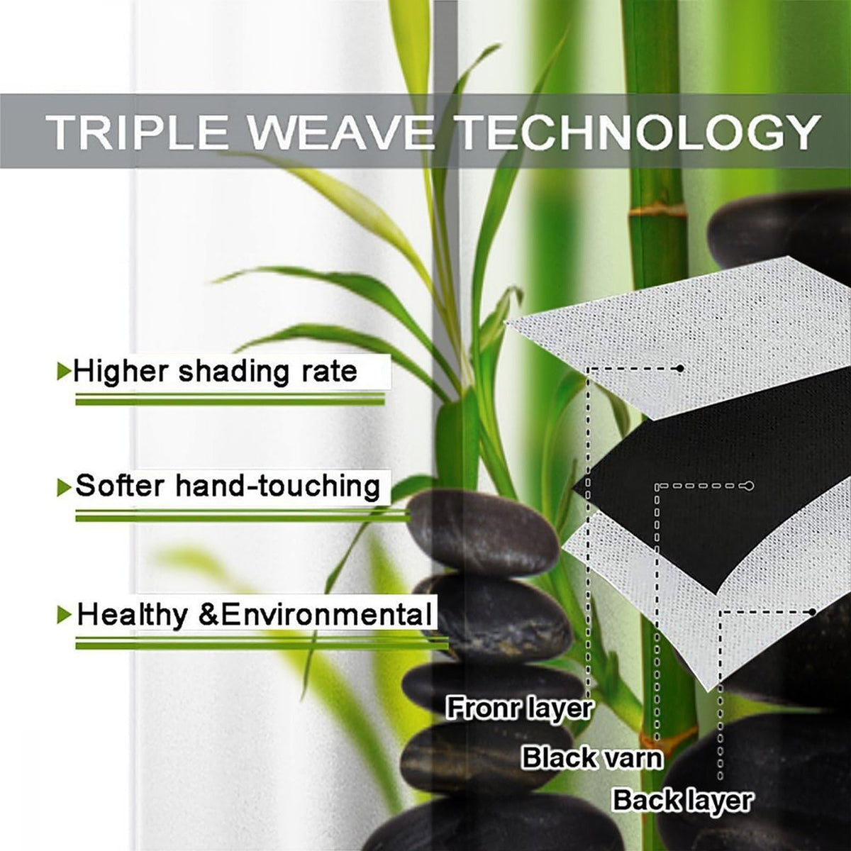 Japanese Bamboo Blackout Curtains (26"W x 96"L (Pack of 2) / Zen-13)