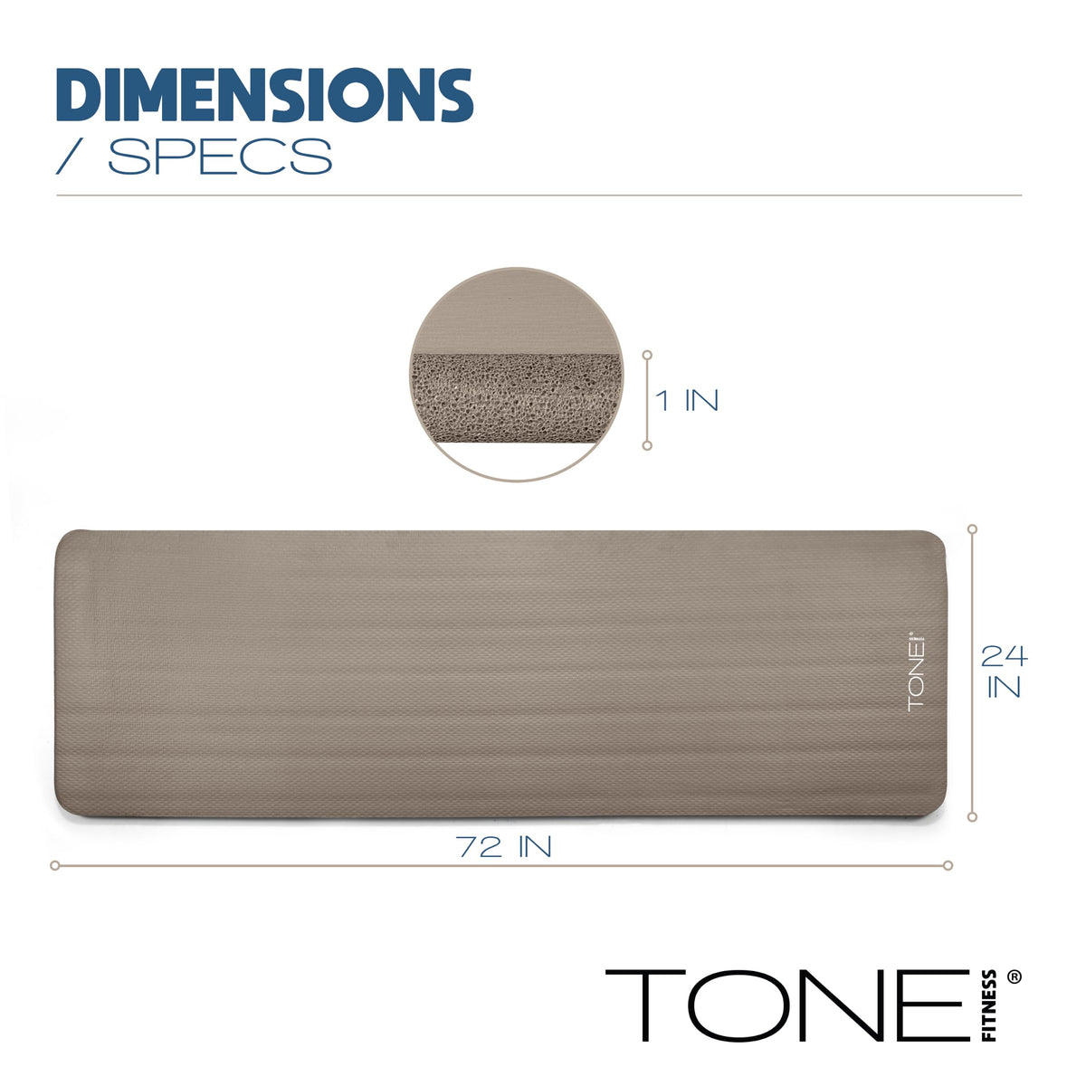 1" Extra Thick Yoga Mat (Diamond / Beige)