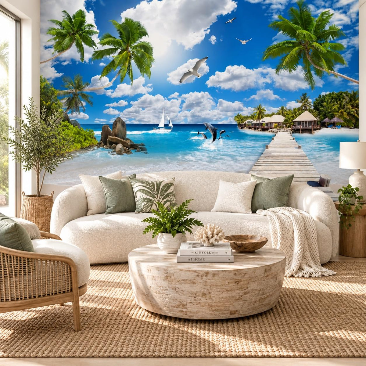 Peel Stick Wall Mural Wallpaper Ocean 137"x96" Decor A14 (A14 / 137" x 96")