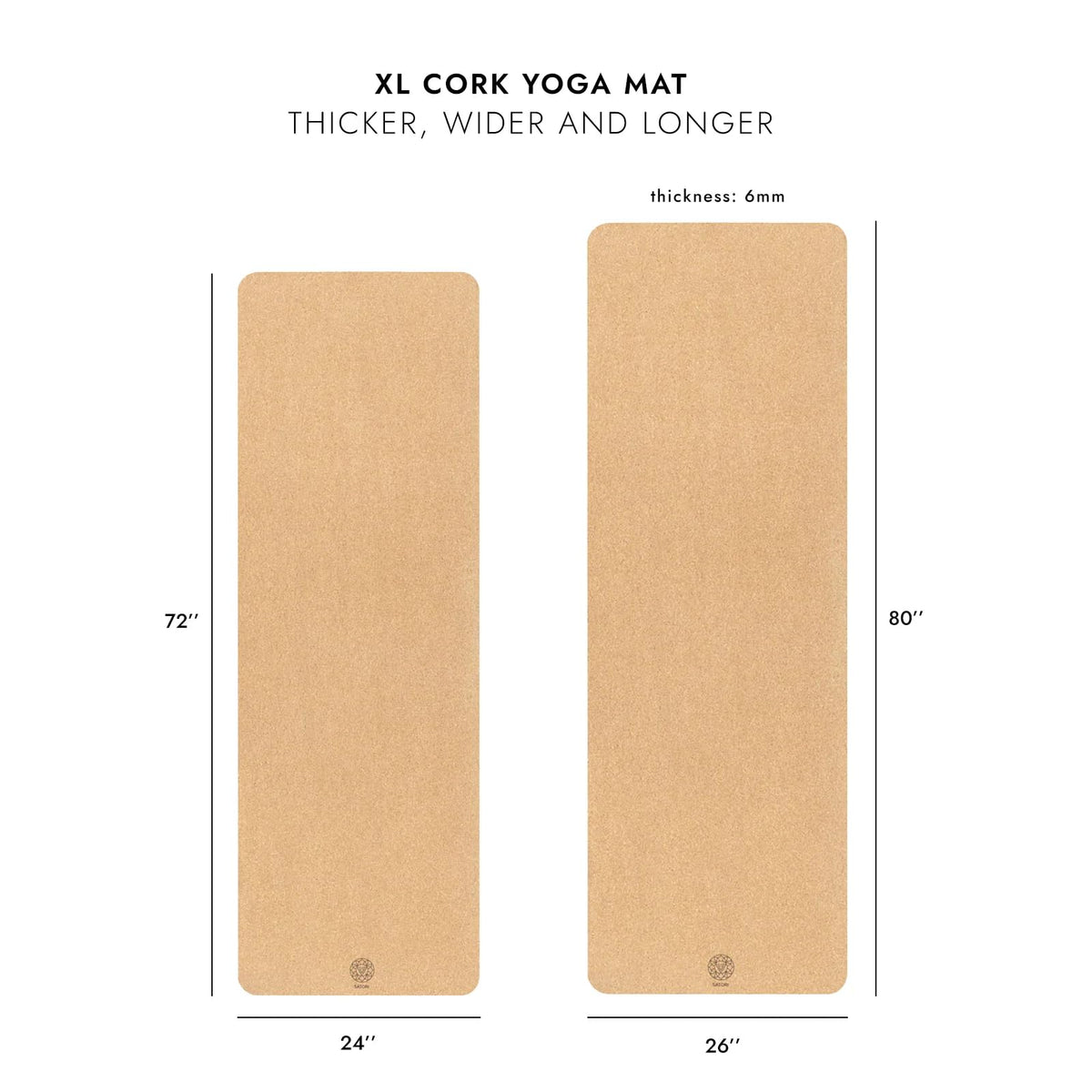 Cork Yoga Mat with Natural Rubber Base (Original / 80 x 26 x 6 mm)