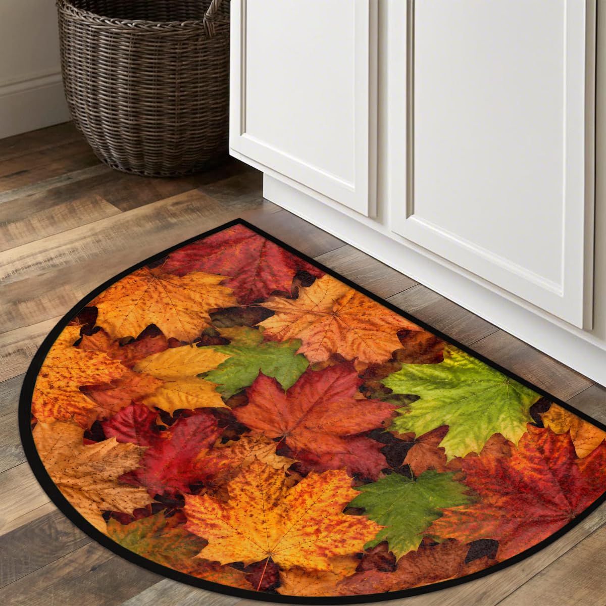Leaf Half Round Door Mat Semi Moon Rug Fireplace Carpet Area Rugs (B:color:21)