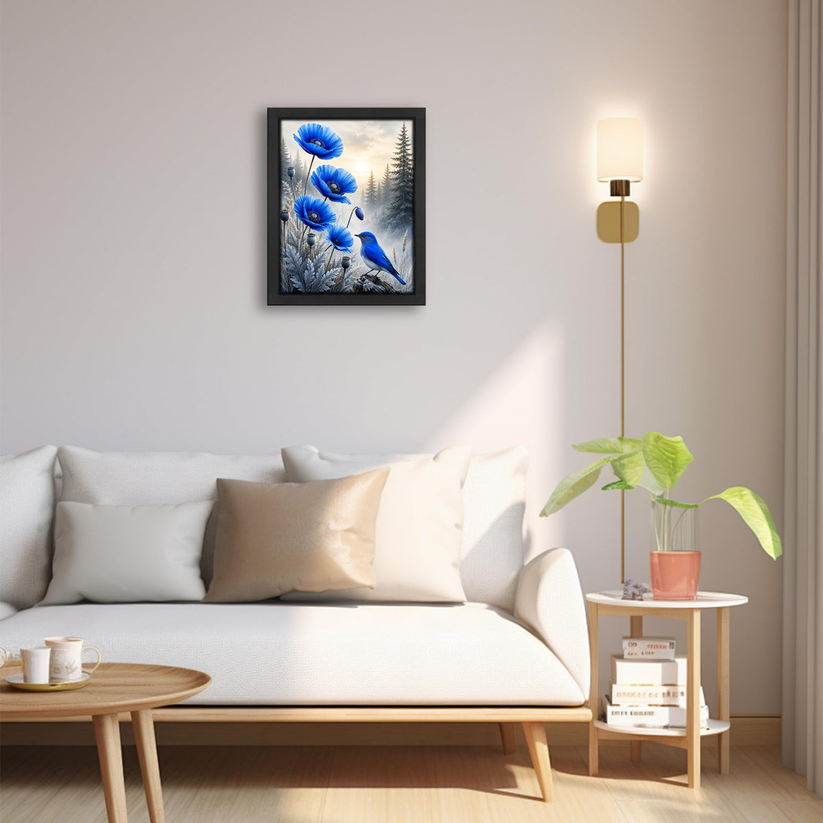 Poppy Bluebird Decor Wall Art (Wall Art Framed 65 / 24"L x 16"W)