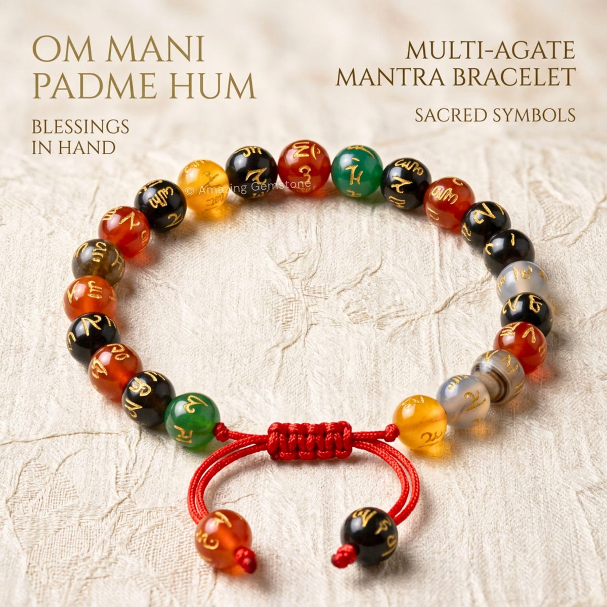 Om Mani Multi Gems Bracelet for Women Men's Gifts (Om Mani Multi Gems)