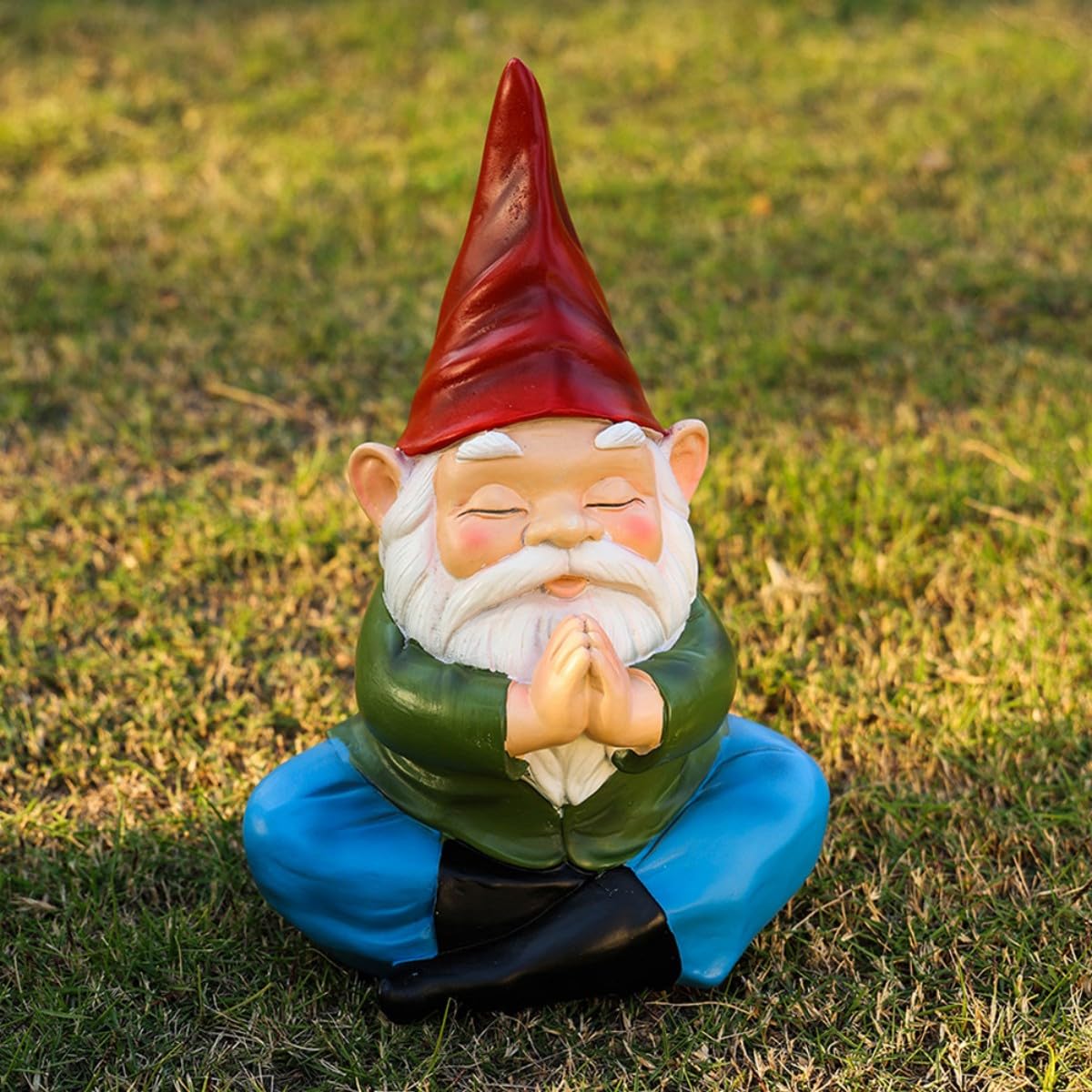 Meditation Gnome Garden Statue (Red Hat)
