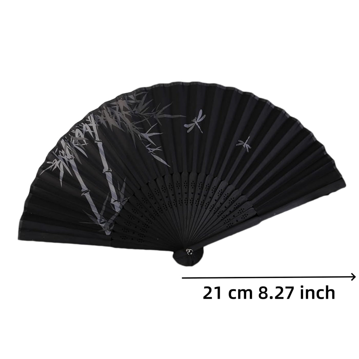 Japanese Fan Hand Portable Fan Handheld Bamboo Fans Japanese Vintage Retro Fan Home Dancing Party Wedding Silk Bamboo (Black-5)