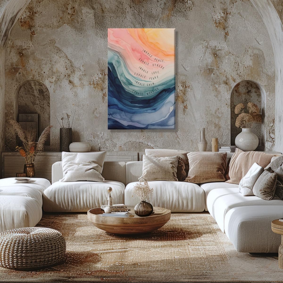 Office Wall Art Inhale Exhale Swirly Mental Health Posters Calming Corner Art Canvas Prints Wellness Breathe for Therapy Office Motivational Wall Decor 8x12inch Unframed (style-1-Unframed / 8"L x 12"W)