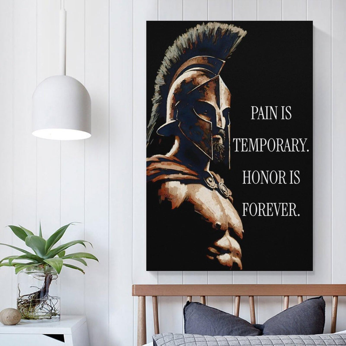 Pain Is Temporary Honor Is Forever Spartan Warrior Code Canvas Printing Wall Art Prints Wall Decor Posters Motivational Black Gold Stoic Living Room Bedroom Office Gym Decor 20x30inch (style-32 / 20x30inch(50x75cm) Unframe)