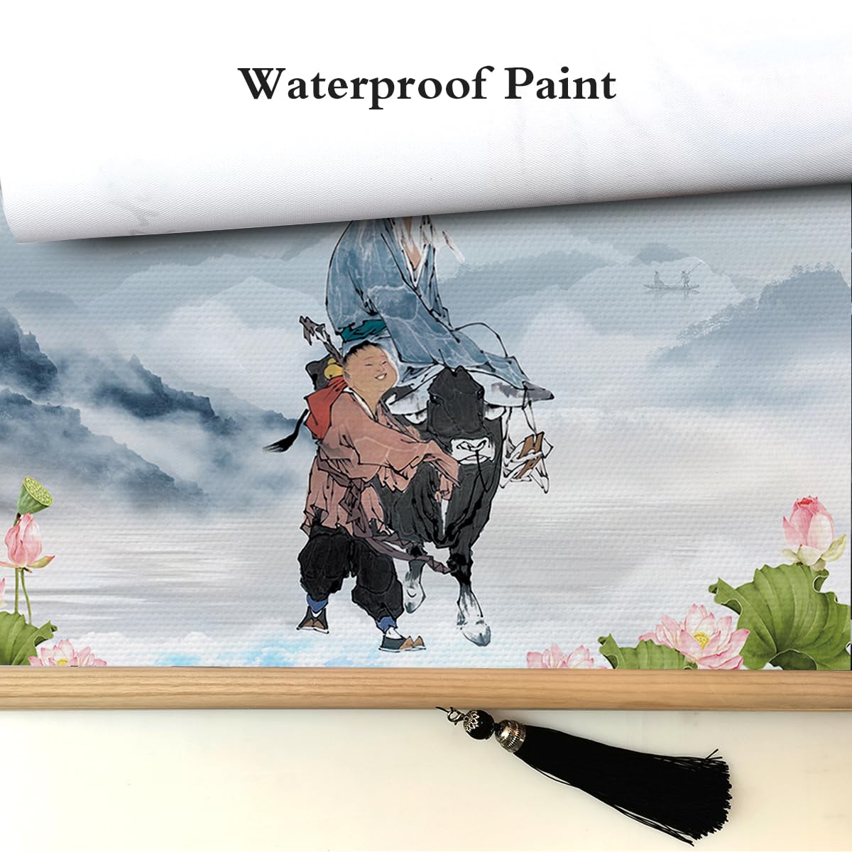 Prints Chinese Japanese Scroll Japanese Wall Art Asian Wall Scroll Cherry Blossom Decor Home (Calligraphy-Morality)