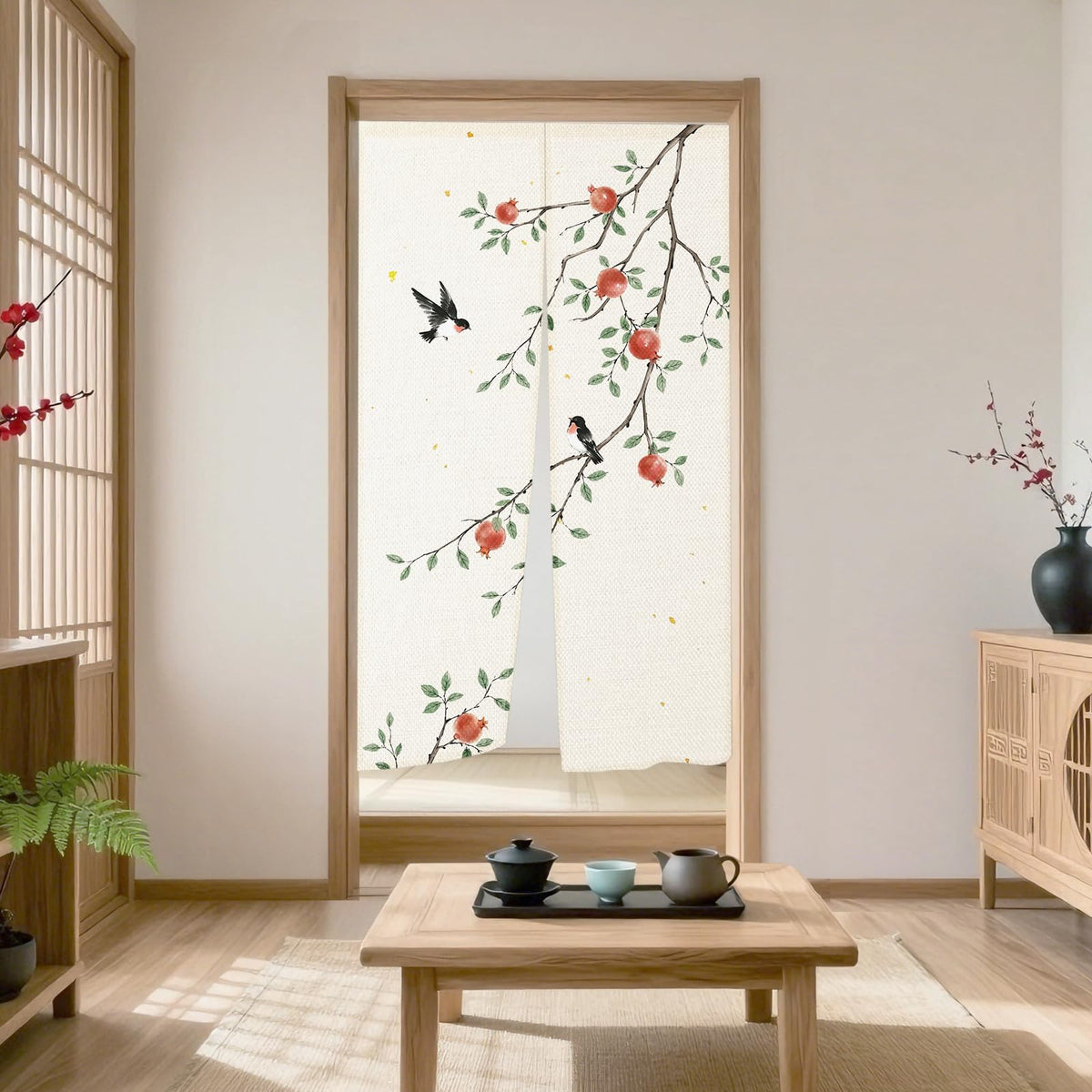 Japanese Doorway Curtain (Beige / 33.5"W x 59"L (Pack of 1))