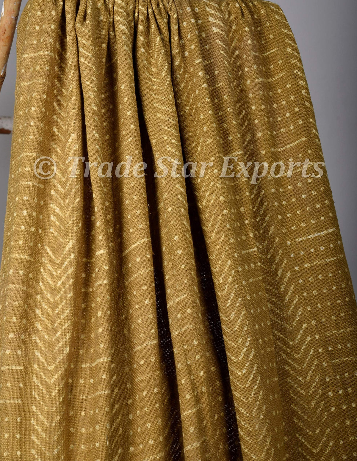 Authentic African Mudcloth Inspired Throws Hand Dyed Fringed Sofa Blanket Hand Block Printed Bed Blanket Indian Couch Throw Blanket Decor (Olive Green / Snow (120 x 170 Cms))