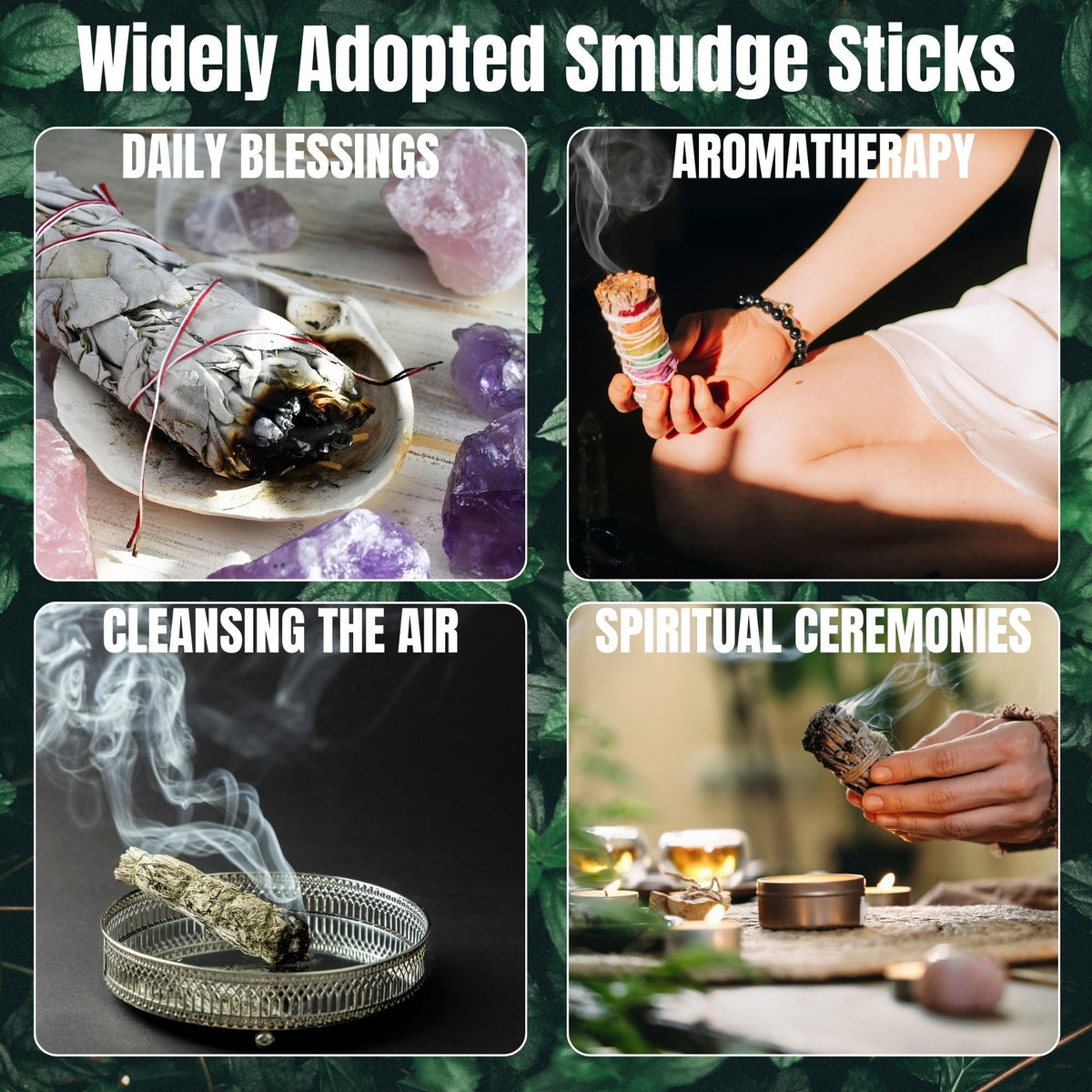 Soul Sticks 4 Inch 3 Pack Floral Blissful White Sage Smudge Sticks Bulk with Starter Guide (3 Pack - 4 Inch)