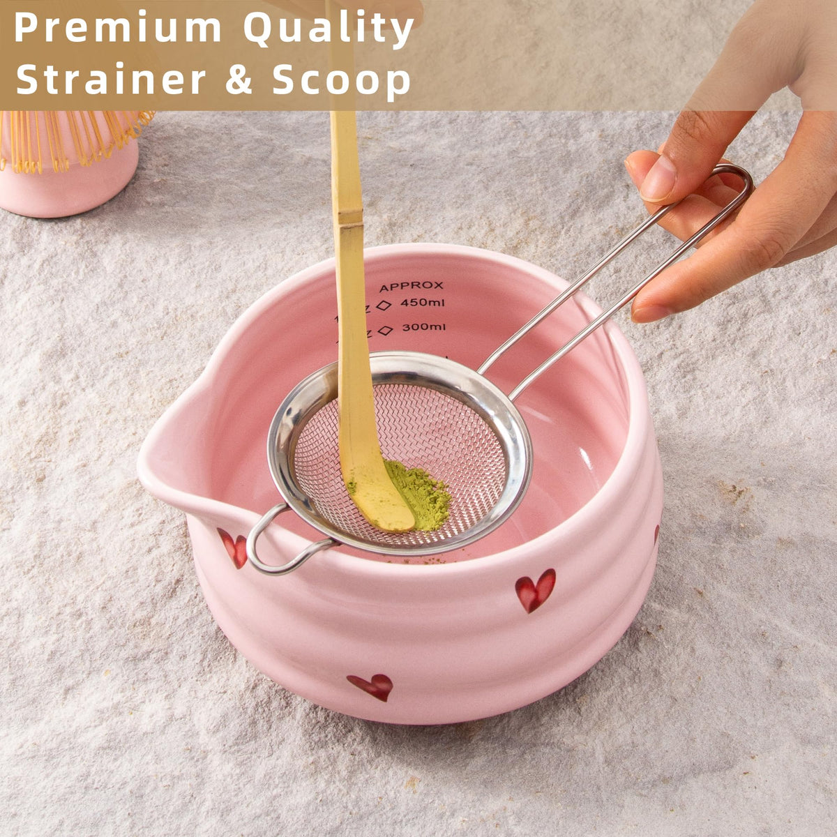9pcs Matcha Set with Bamboo Whisk (Pink love(9pcs))