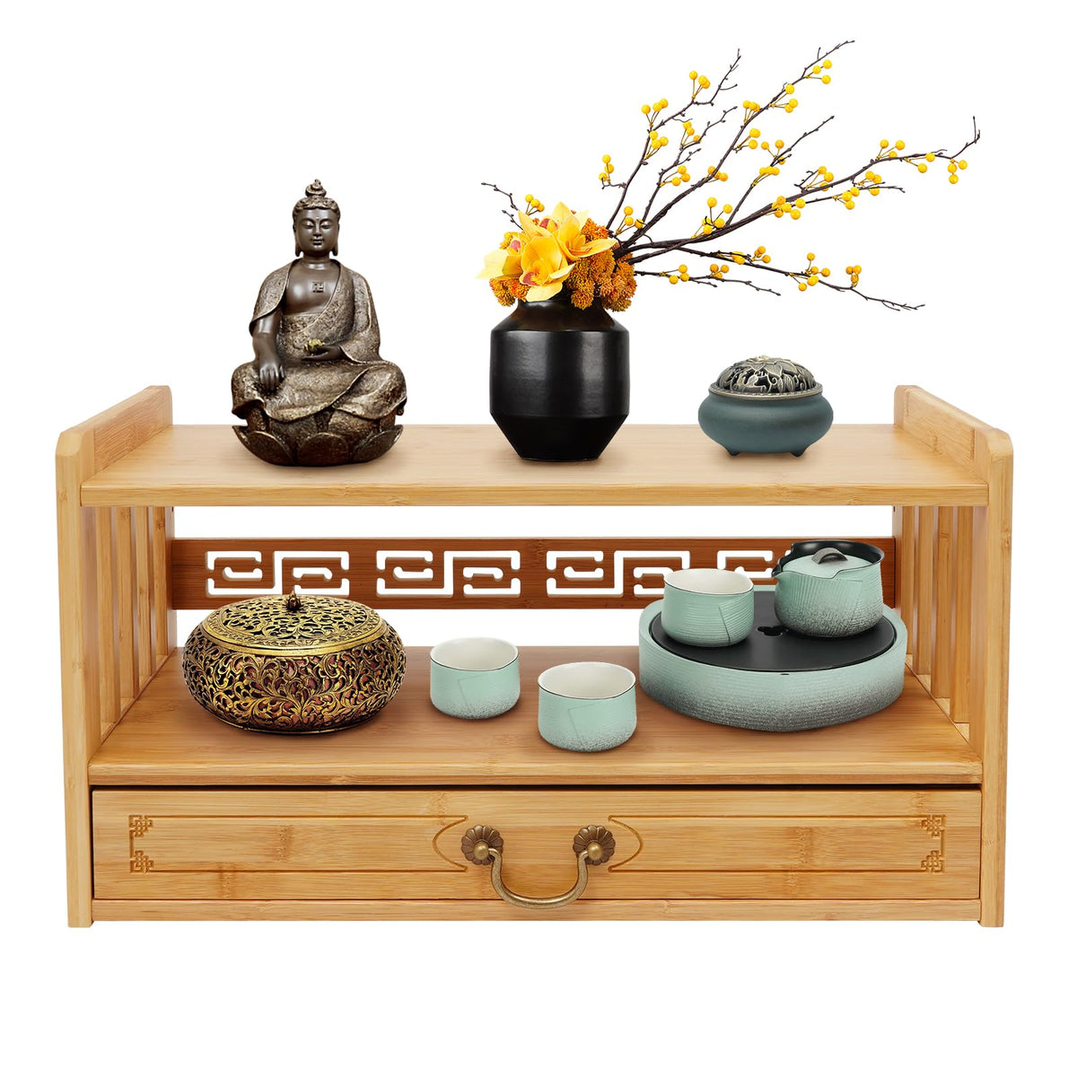 Meditation Storage Table (Wood Color / 20.4×9.8×11in)