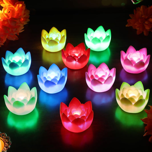 10 pcs Gradient Diwali Decorations Lotus Light