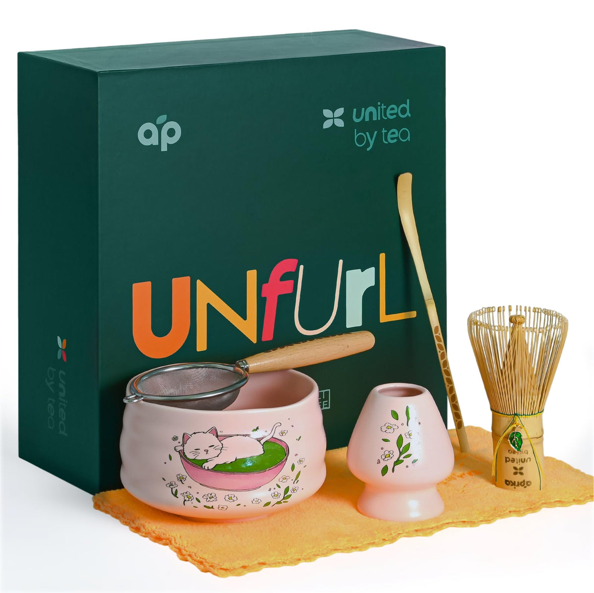 Aprika Life Matcha Whisk Set 6 Pcs (Pink with Cats)