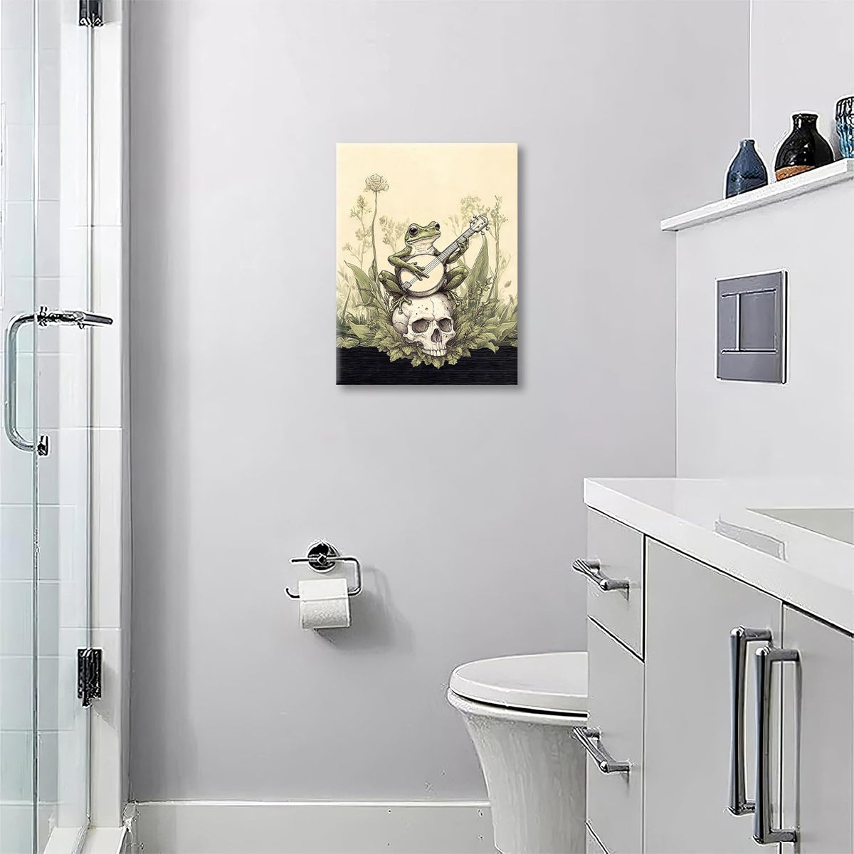 Frog Canvas Wall Art Rustic Skull Print Painting Framed ArtWork 20"x24" (Forg / 24"L x 20"W)