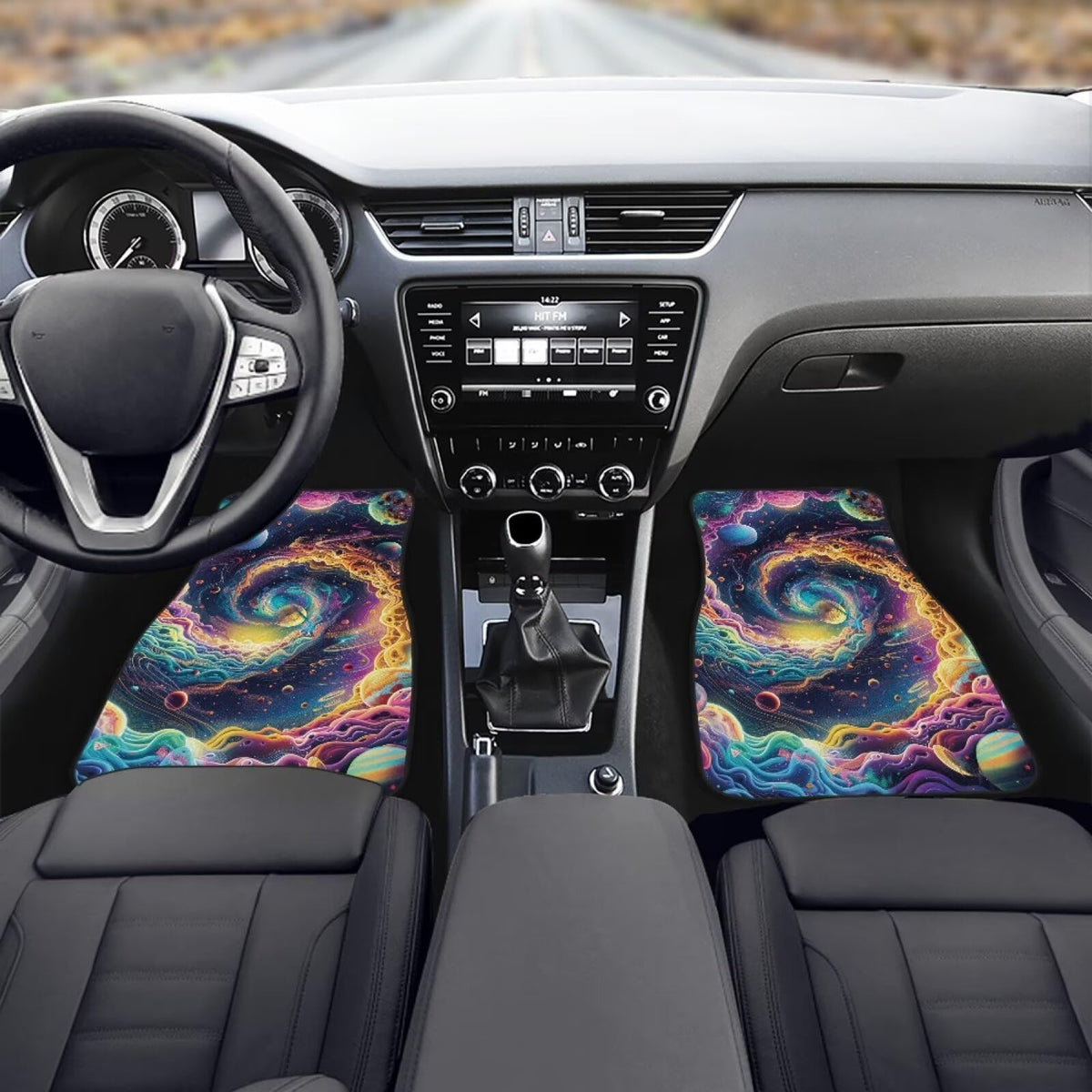 Galaxy Print Car Rubber Floor Mats 4 Piece Automotive Floor Mats Front Car Foot Pads Cars Carpet Mat Protector Non (Galaxy Print)