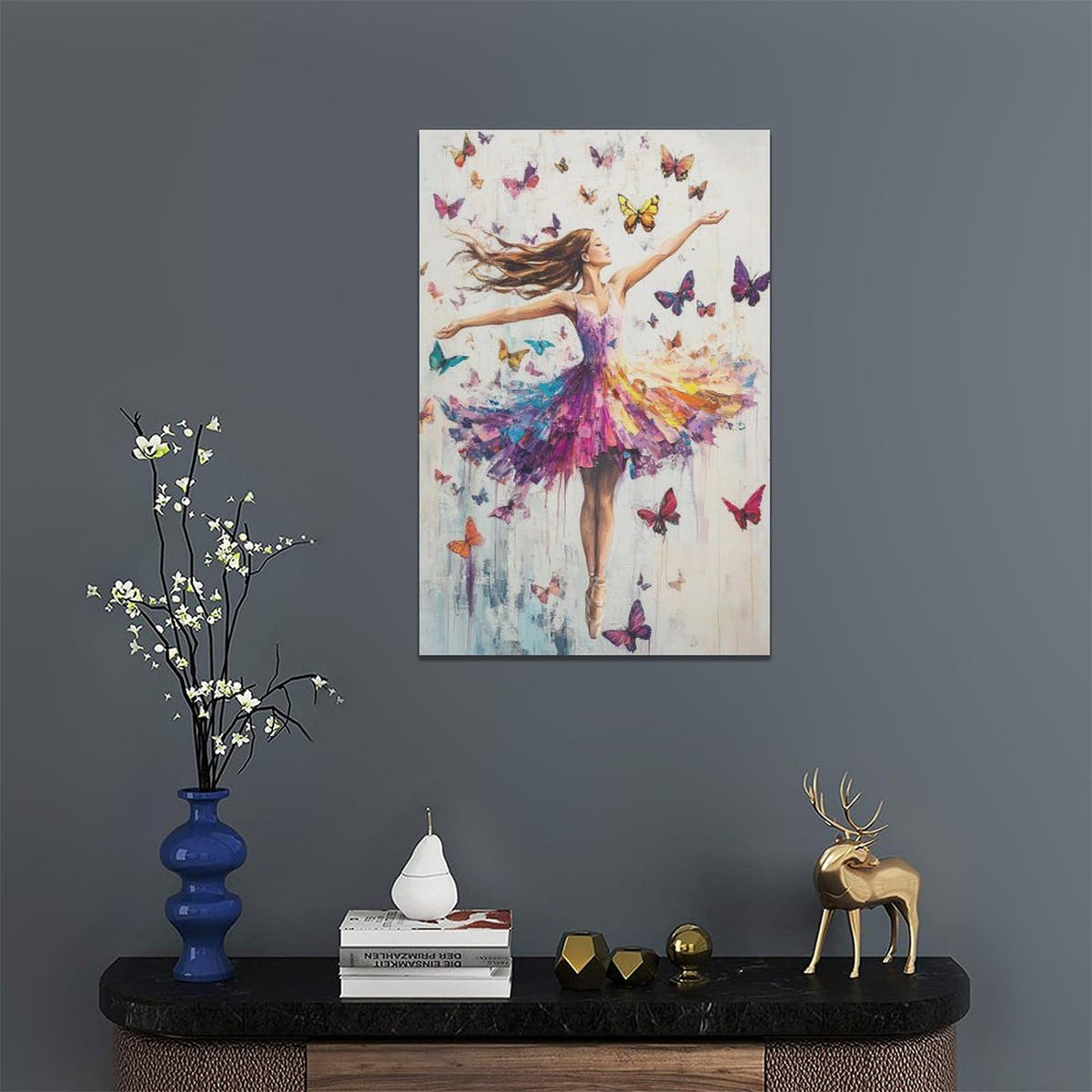 Ballerina Wall Art (24"L x 16"W / Ballet Girl Butterfly)