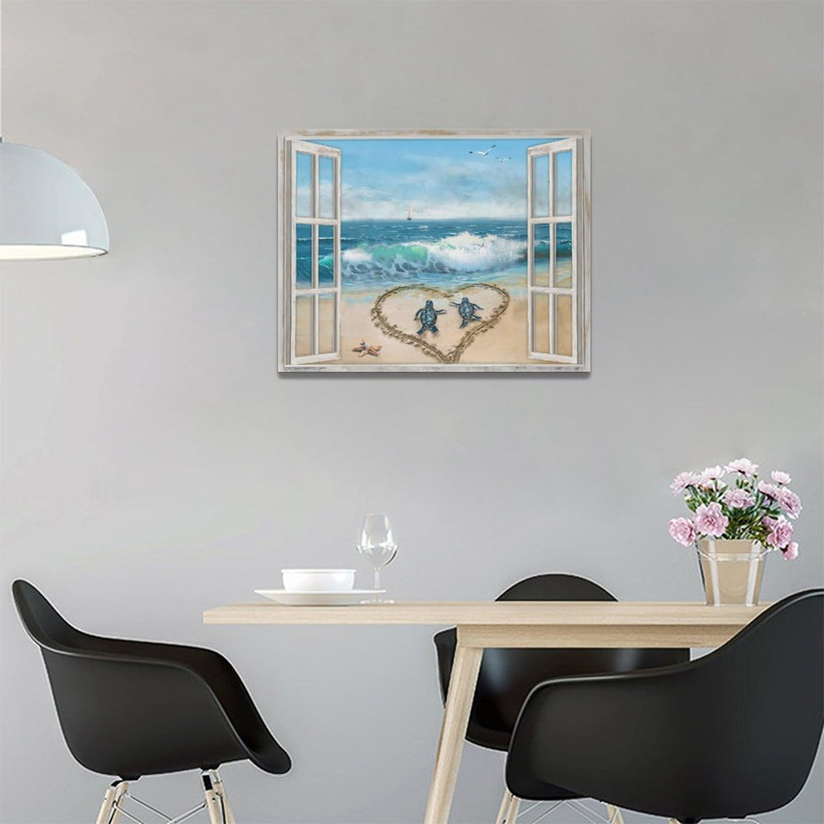 Beach Bathroom Decor Wall Art Ocean Wave Seascape Canvas Painting Prints Coastal Sea Turtle Pictures Wall Decor Modern Artwork Home Decoration for Bathroom Bedroom Living Room 16"x12" (Ocean Sea Turtle / 16"L x 12"W)