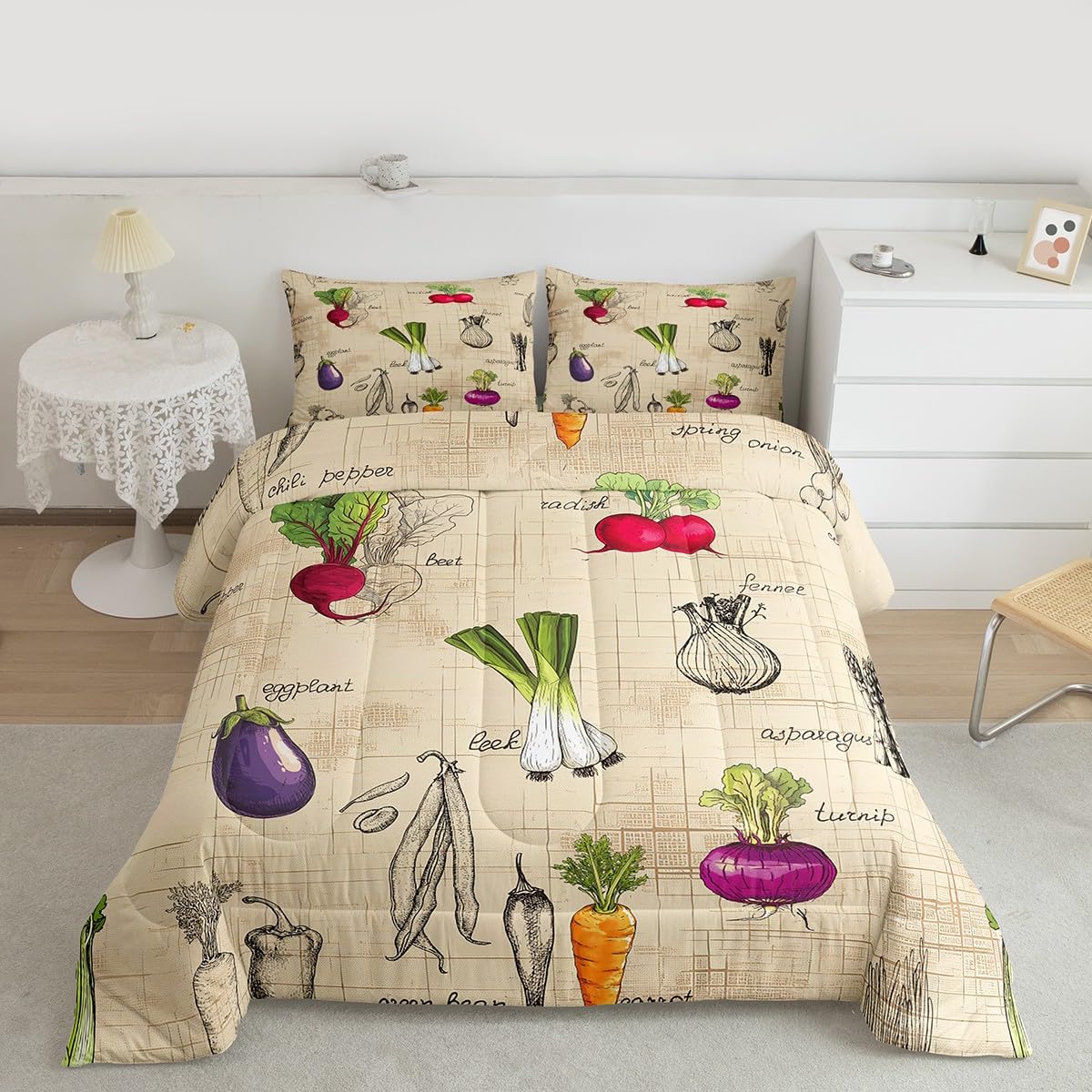 Vegetable Pillowcase Full Size 3 Pieces for Boys Girls Kids Teens (Multi 06 / Full)