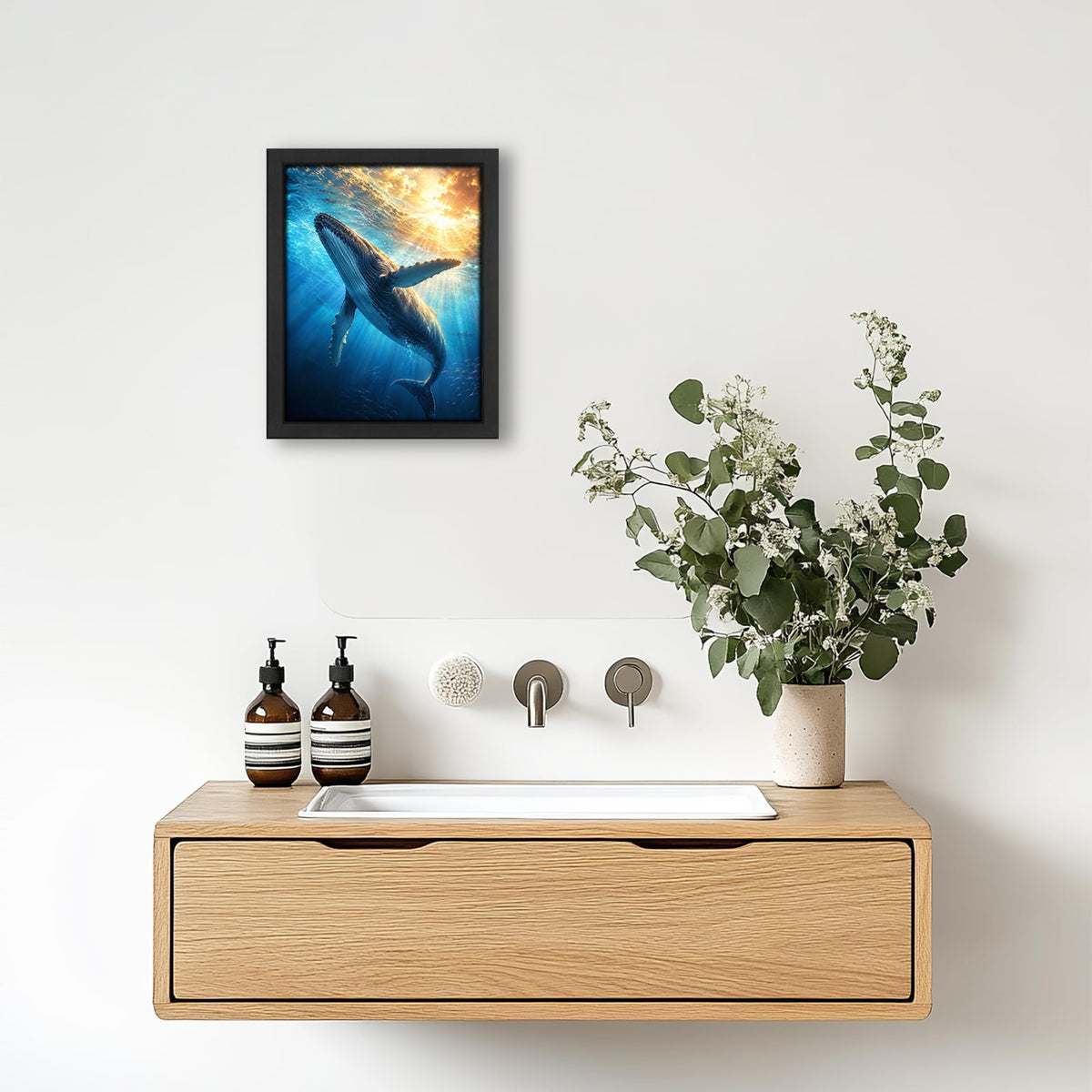 Humpback Whale Decor Wall Art (Wall Art Framed 26 / 10"L x 8"W)