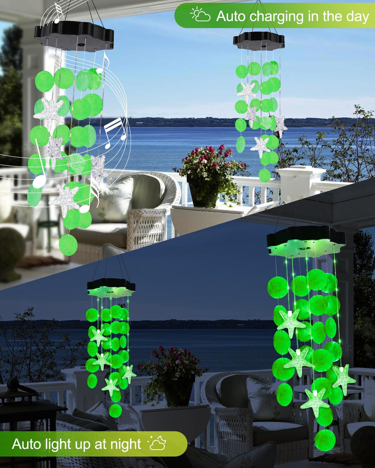 Solar Wind Chimes for Outside (Green)