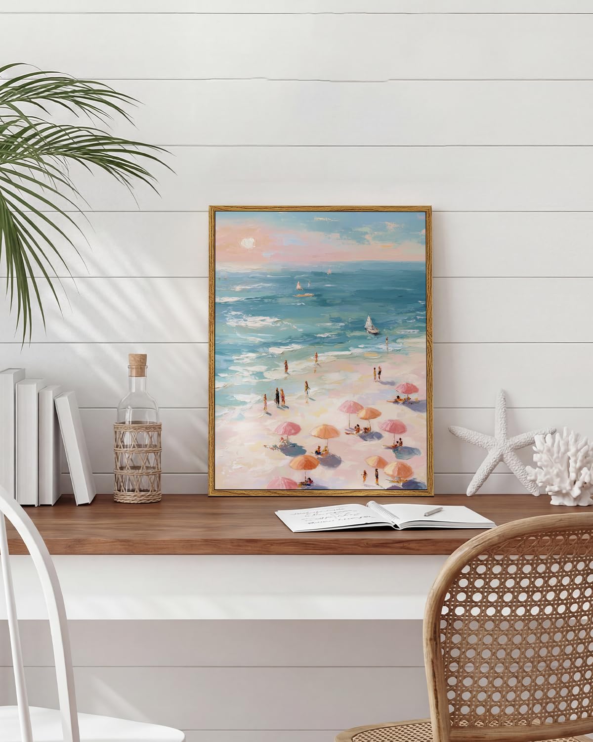 Summer Vibe Coastal Beach Wall Art 12''x16'' Framed Canvas Print (The Sunny Beach / 16"L x 12"W)