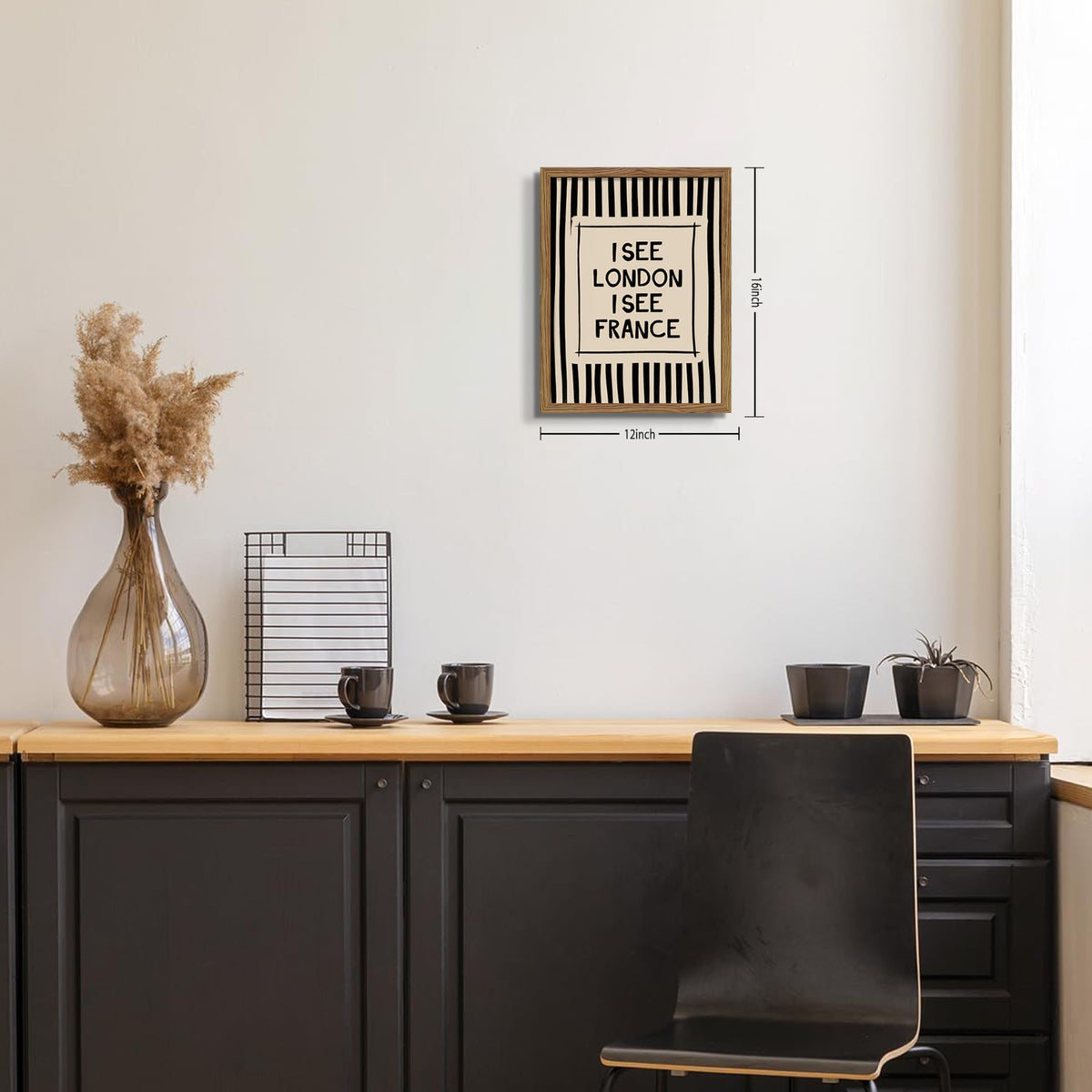 I See London I See France Wall Art (Black Stripes See / 16"L x 12"W)