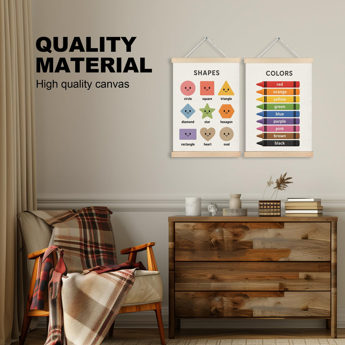 Colors and Shapes Art Classroom Wall Art Hanging Poster 2 Pack 12x16 (Alphabet-4)
